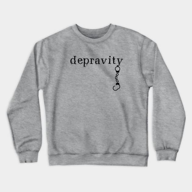 Depravity Handcuffs Hanging Light-Monotone Crewneck Sweatshirt by depravitee